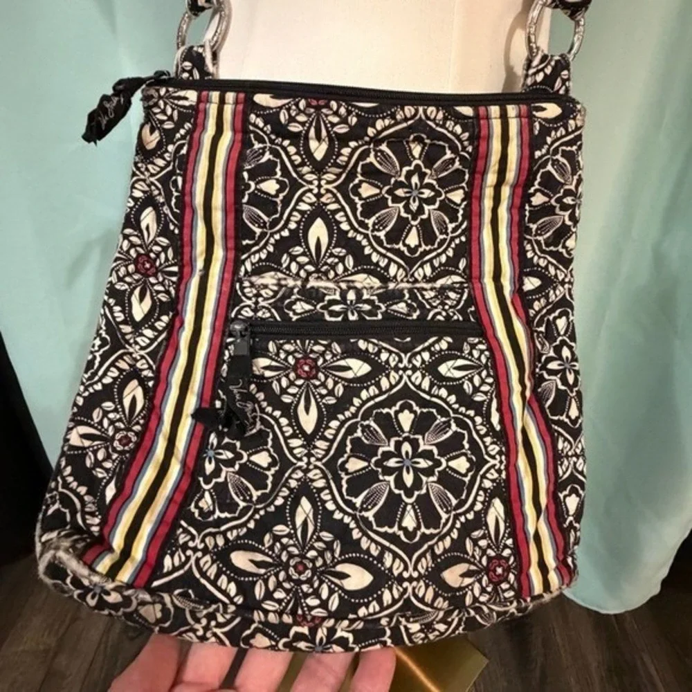 Vera Bradley Night and Day Hipster Crossbody Bag Black White Floral One Size